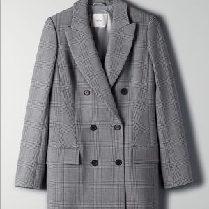 Aritzia Wilfred grey black plaid Margaux Blazer 00
